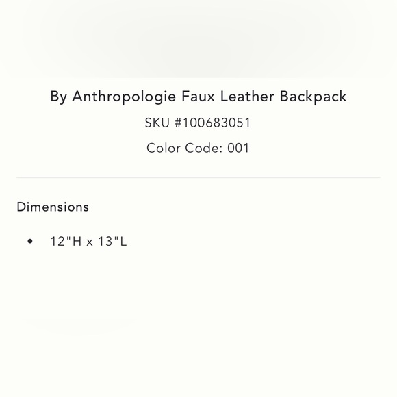 Anthropologie Faux Leather Backpack in Black NWT main image 2